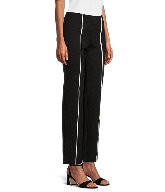 Slim Factor by Investments Ponte Knit No Waist Slim Straight Vertical Contrast Seam Pants Product Image