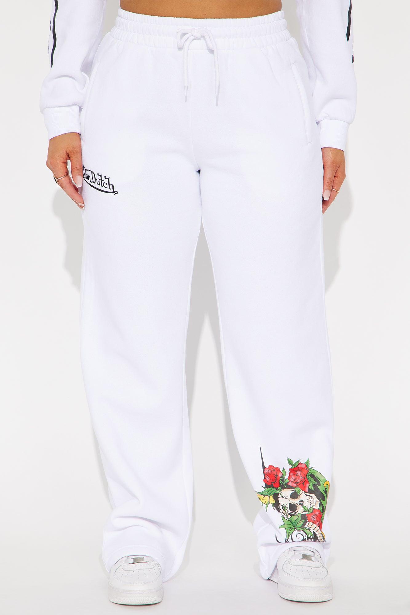 Von Dutch Skull Oasis Wide Leg Pant - White/combo Product Image