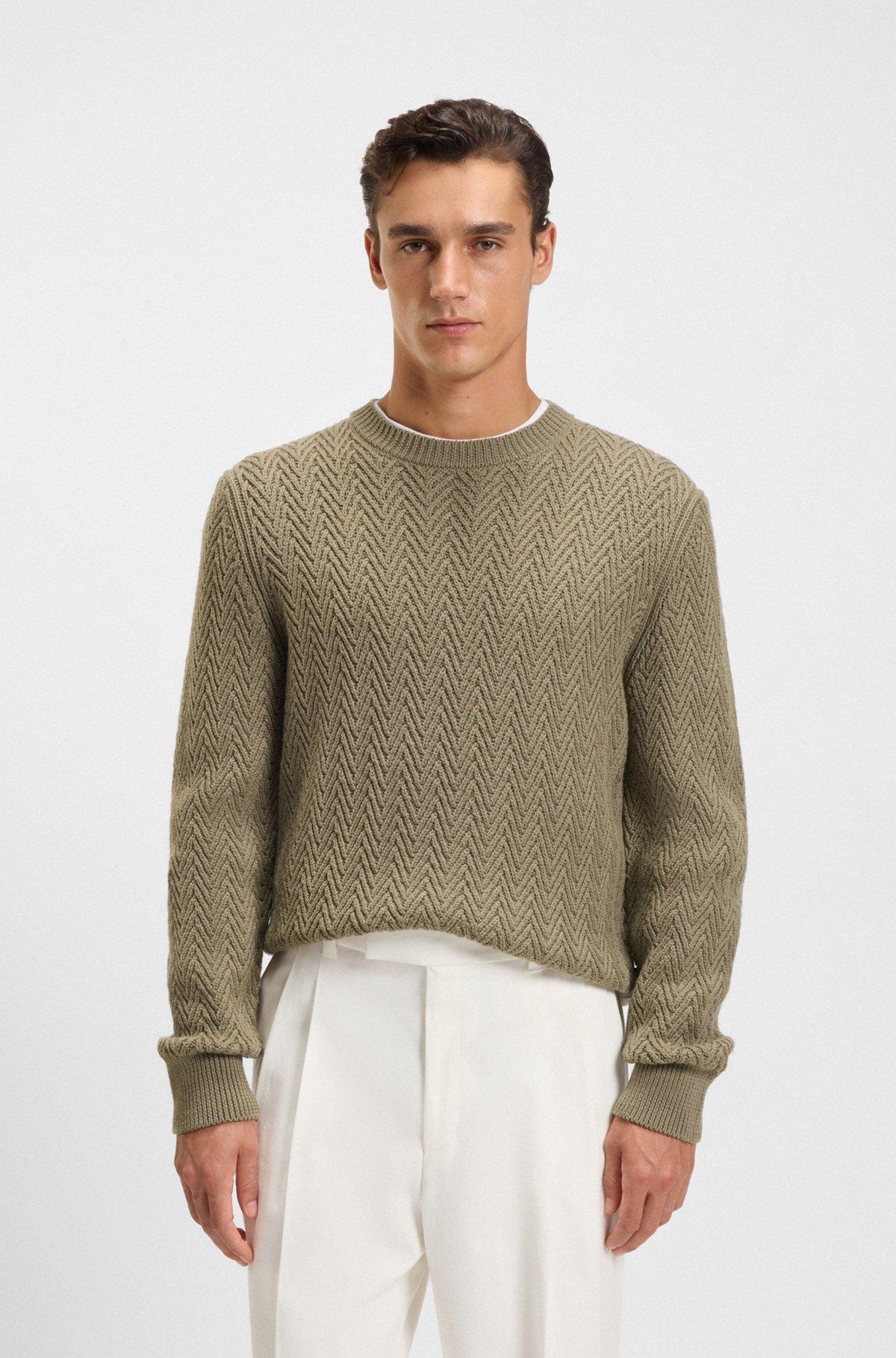 Virgin-wool sweater with herringbone structure Product Image