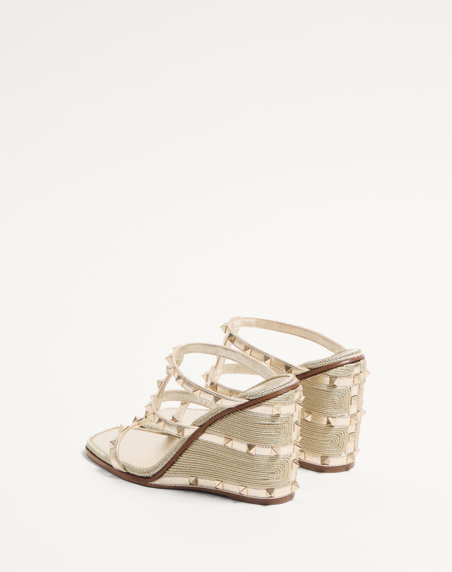Rockstud Wedge Sandal In Laminated Nappa With Cornely Embroidery 100Mm Product Image
