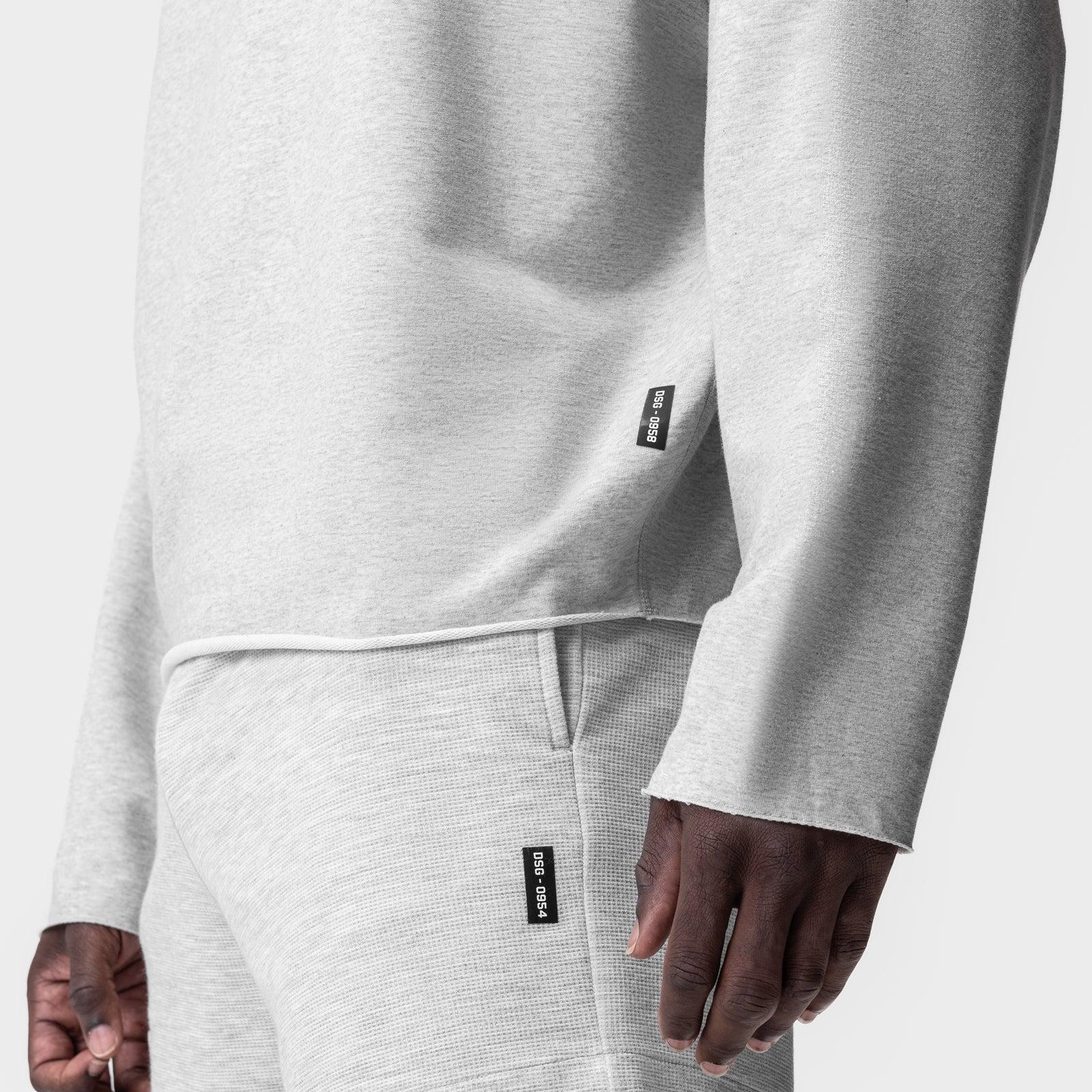 0958. Micro-Terry Raw Hem Hoodie - Heather Grey Product Image