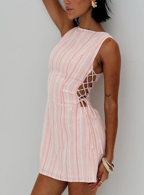 Earlie Mini Dress Pink Stripe Product Image