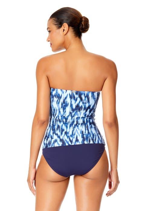 Anne Cole Women's Tiger Dance Twist Front Bandeaukini Swim Top in Tie Dye Ikat at Nordstrom, Size X-Large Product Image