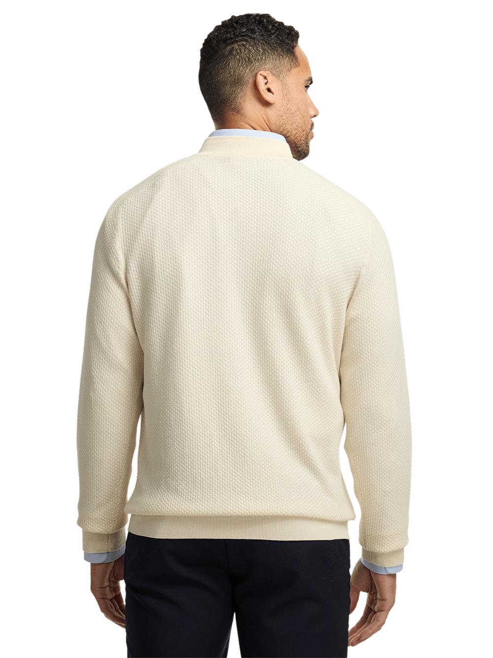 Silk Cotton Cashmere Quarter Zip Mock Neck Sweater - Ivory Product Image