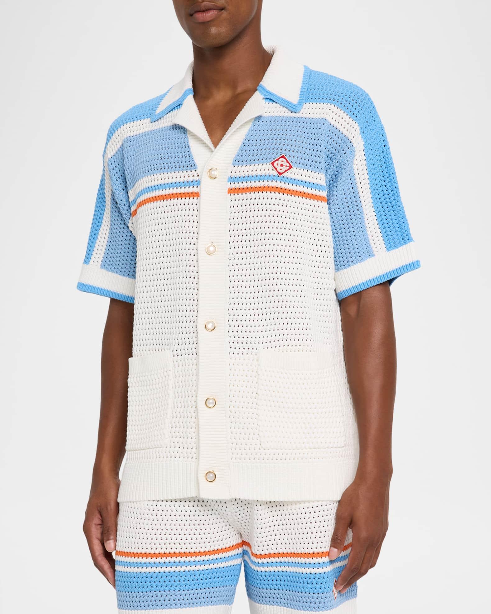 Men's Faux Crochet Short-Sleeve Shirt Product Image