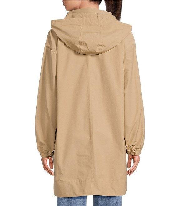 Eileen Fisher Organic Cotton Blend Stand Collar Long Sleeve Hidden Hood Coat Product Image