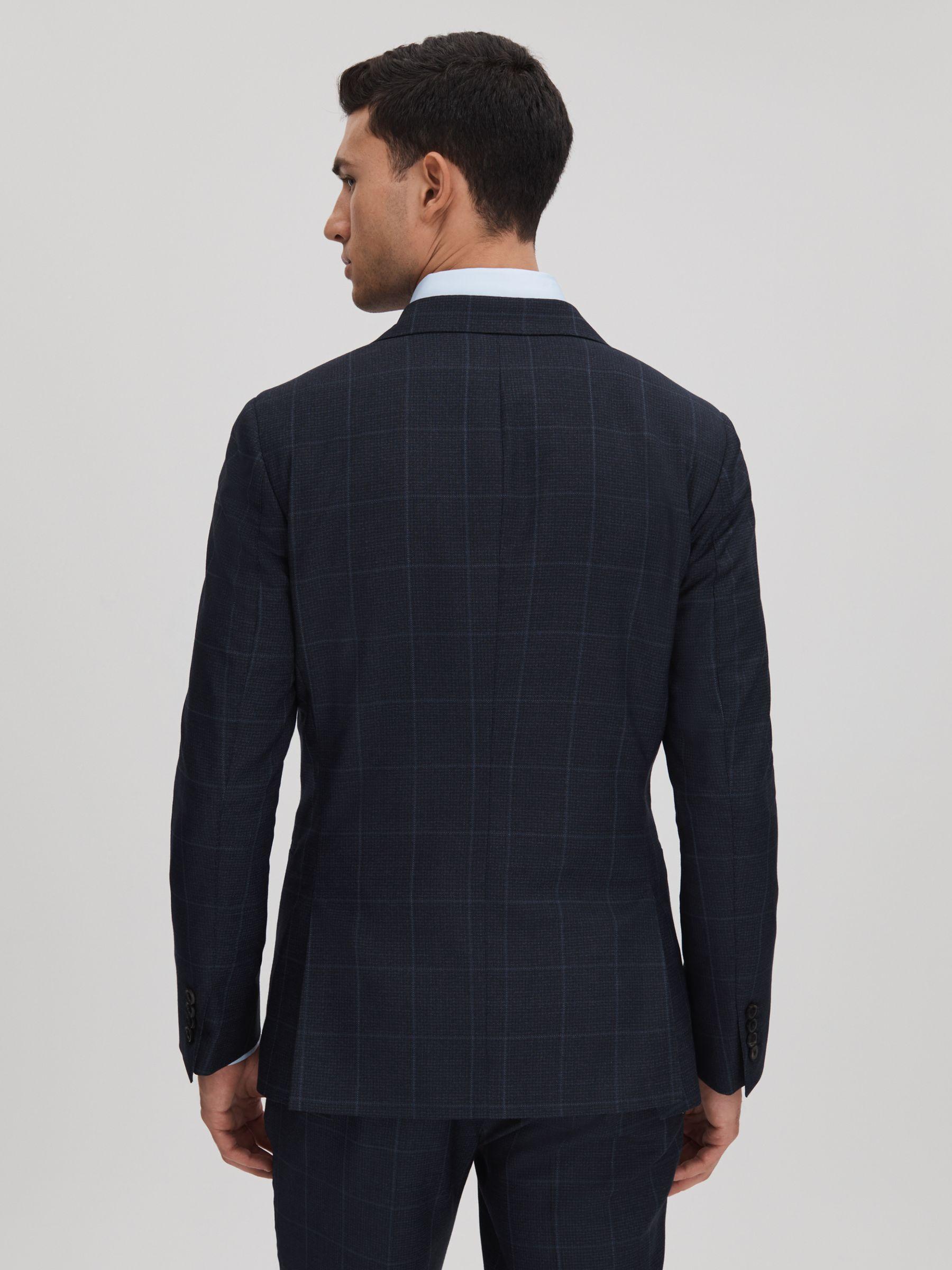 Klink Navy Wool Check Single Breasted Slim Fit Blazer Product Image