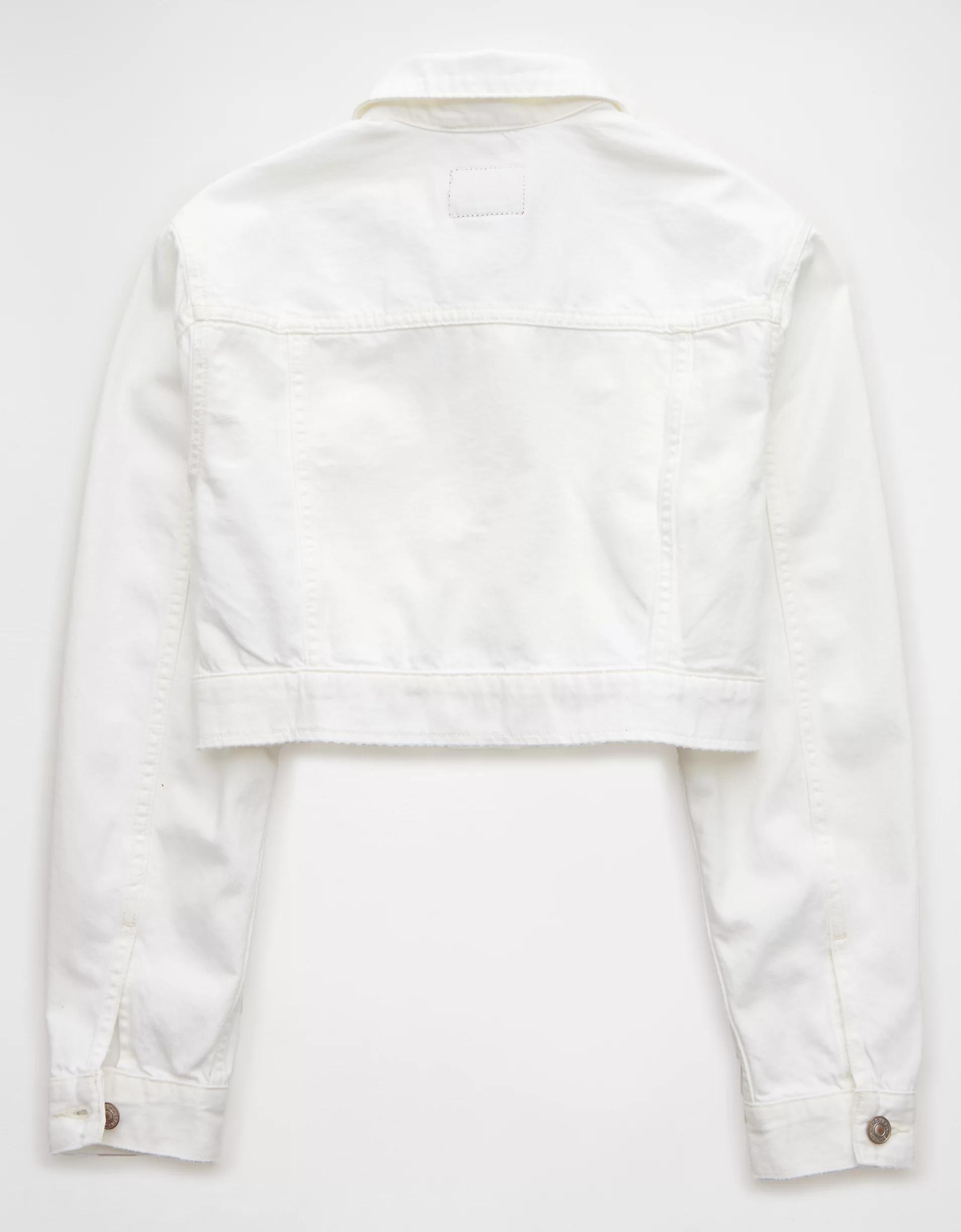 AE Dreamy Drape Super Cropped Denim Jacket Product Image