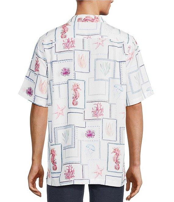 Caribbean Sealife Tile Print Short Sleeve Woven Camp Shirt Product Image