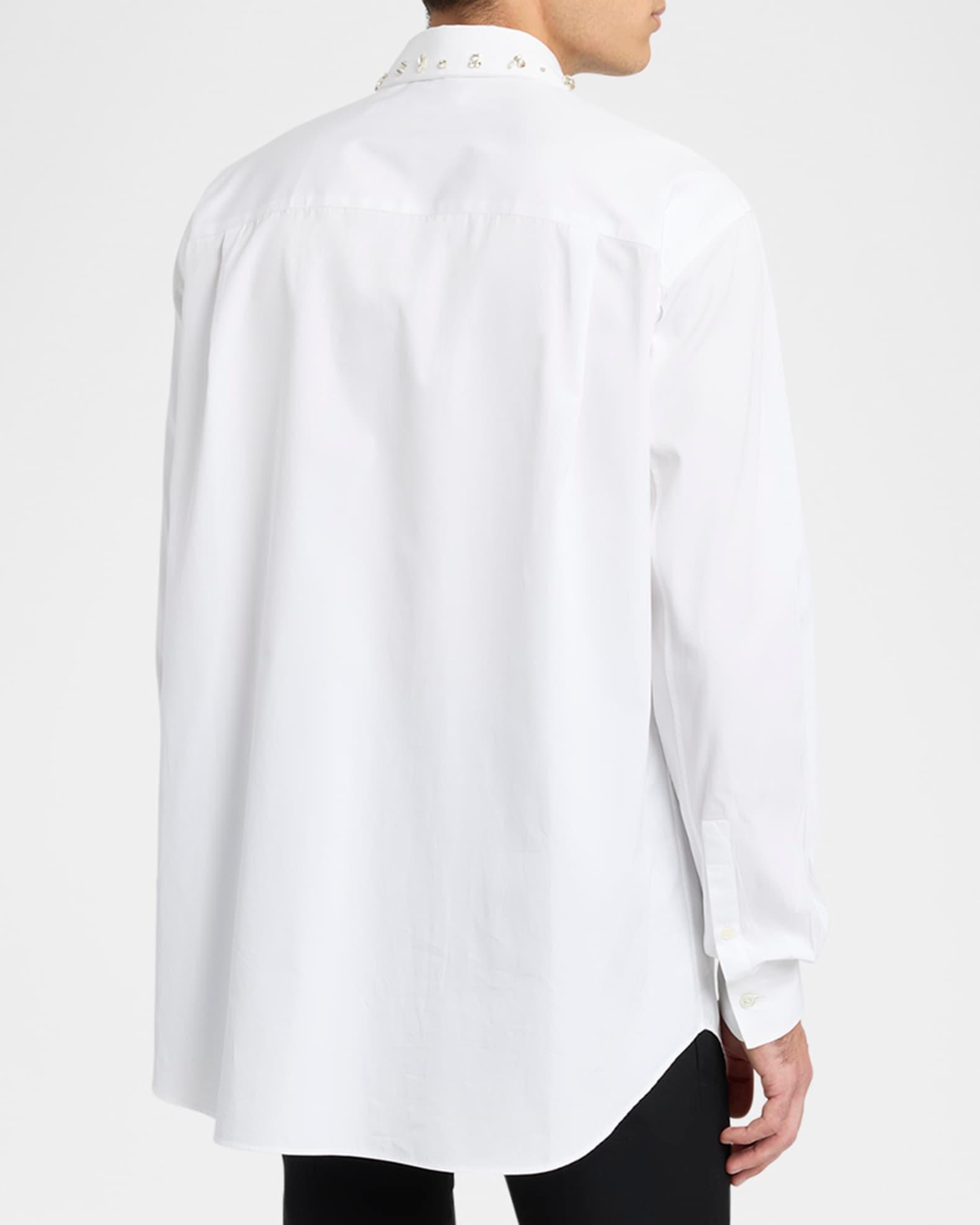 Men's Embellished-Collar Poplin Sport Shirt Product Image