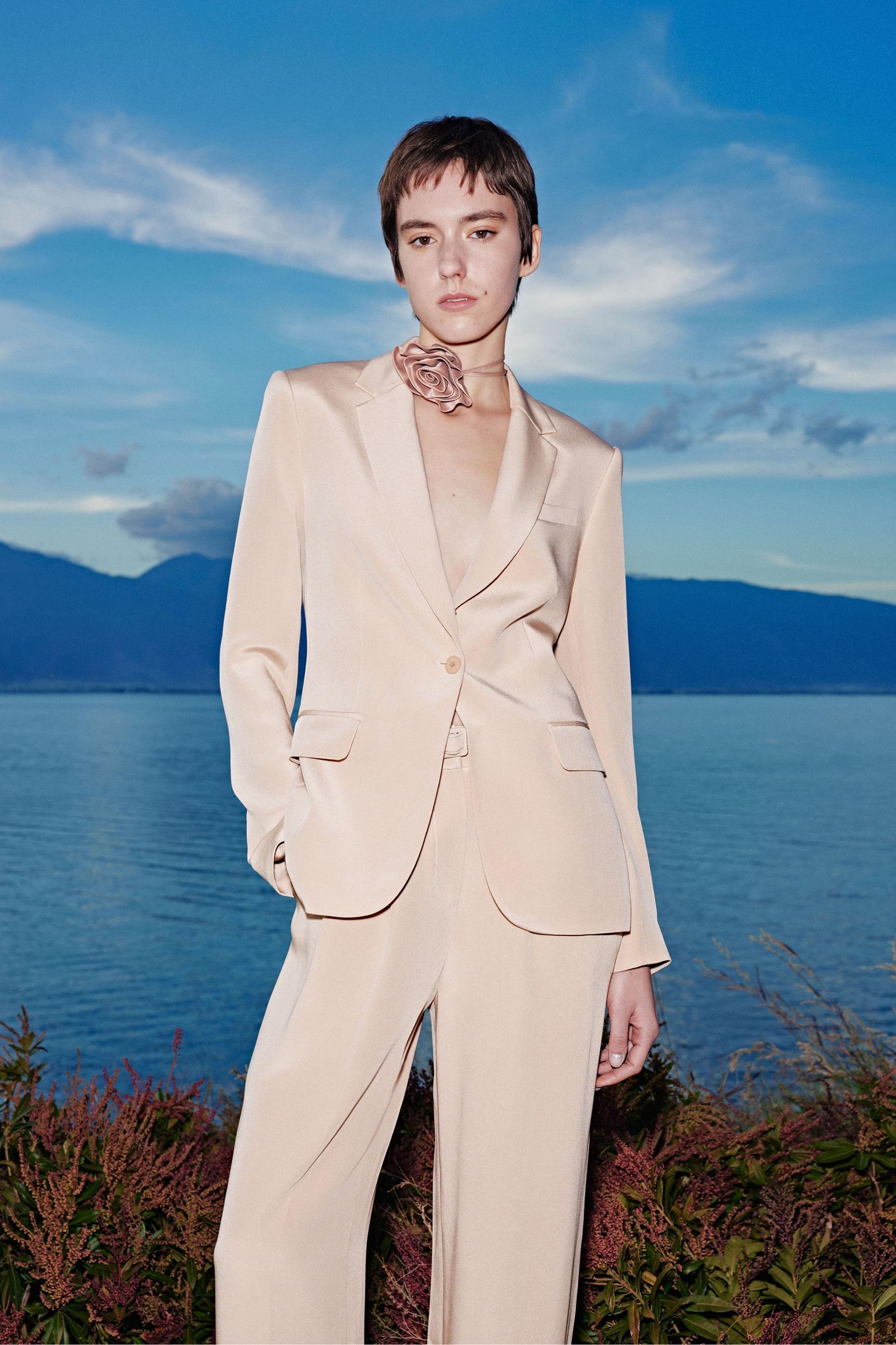 Mahogany Rose Silk Blazer Product Image