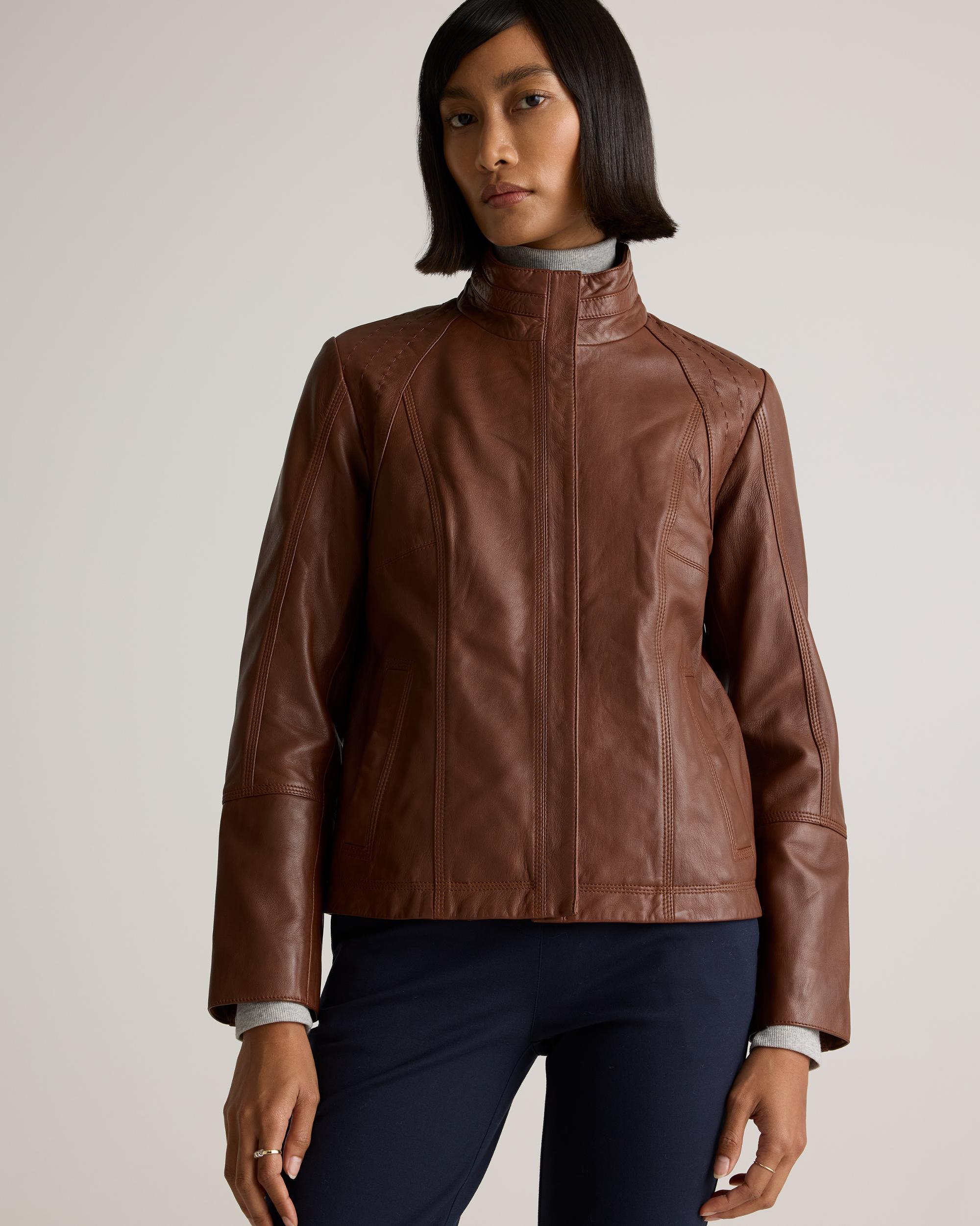 Quince | Women's Stand-Collar Jacket Size XS, Leather Product Image