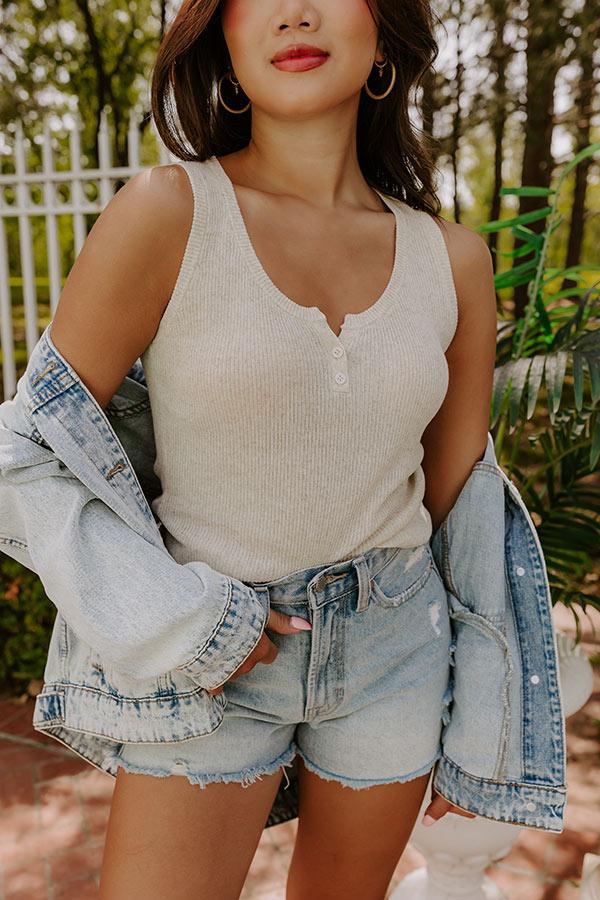 Coastal Brunch Linen-Blend Henley Top in Oatmeal Product Image