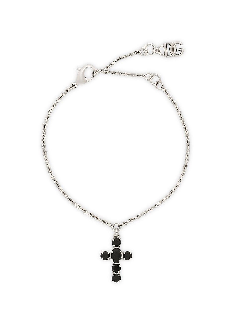 Womens Brass & Glass Crystal Cross Bracelet Product Image