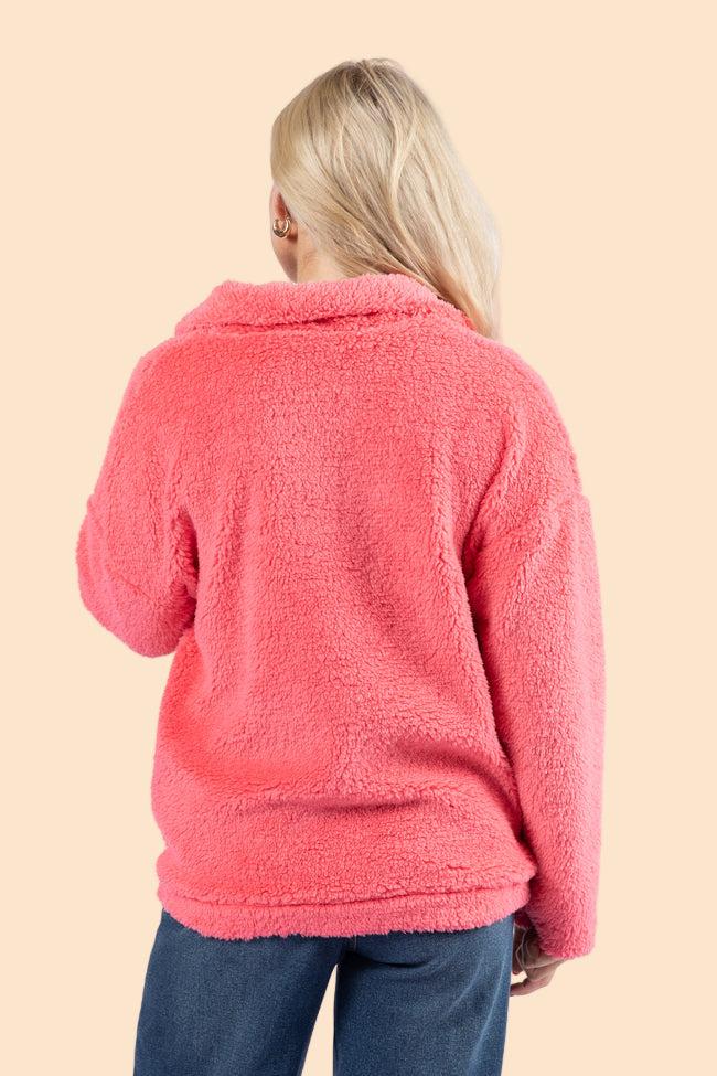 Stay Here Coral Sherpa Pullover FINAL SALE Product Image