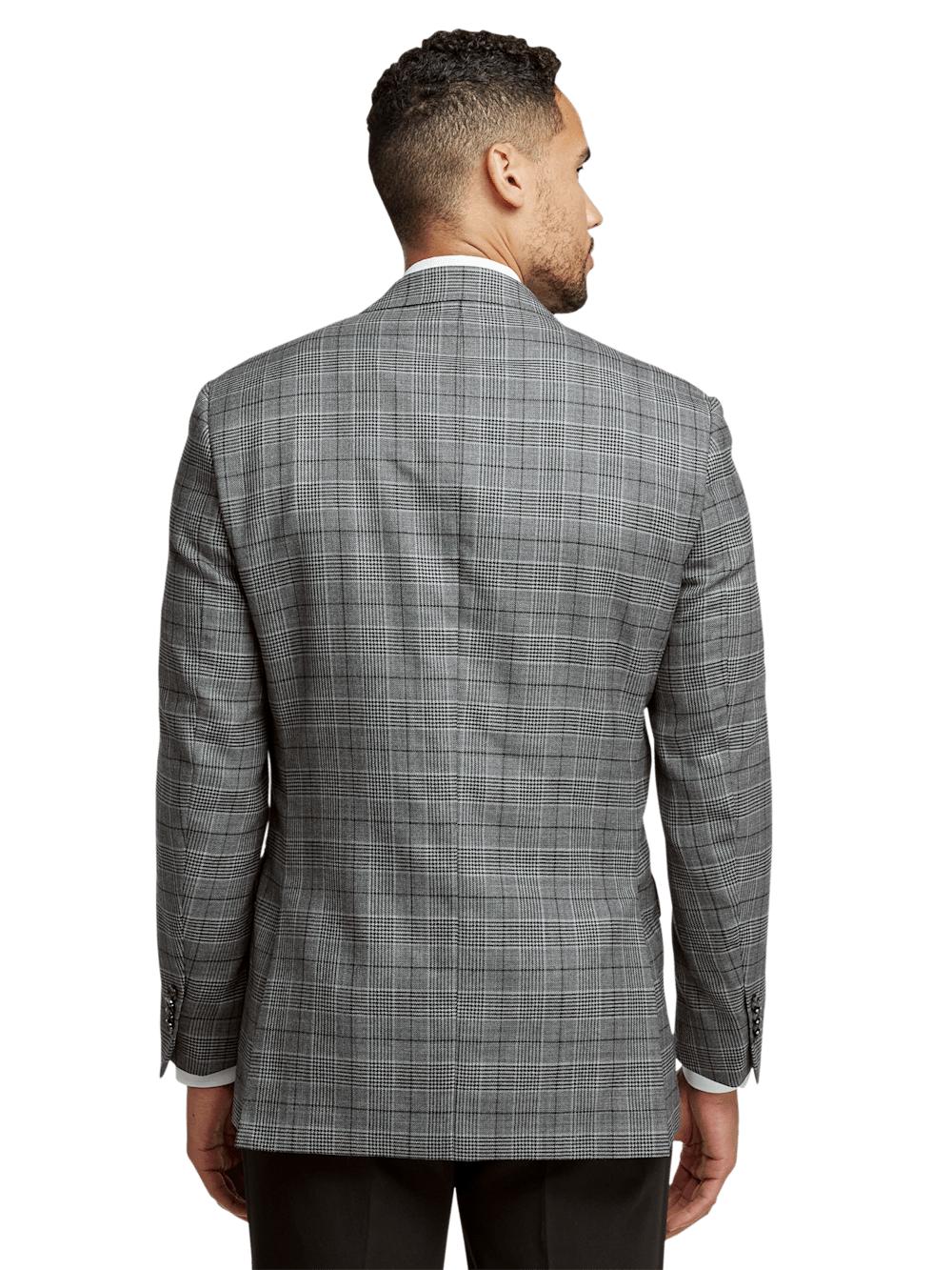 Wool Plaid Single Breasted Notch Lapel Sport Coat - Black/grey Product Image