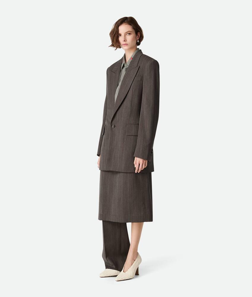 Women's Wool Subtle Stripe Jacket in Grey/brown melange Product Image