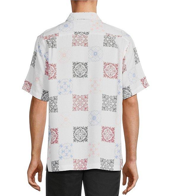 Roundtree & Yorke Short Sleeve Tile Texture Polynosic Jacquard Sport Shirt Product Image