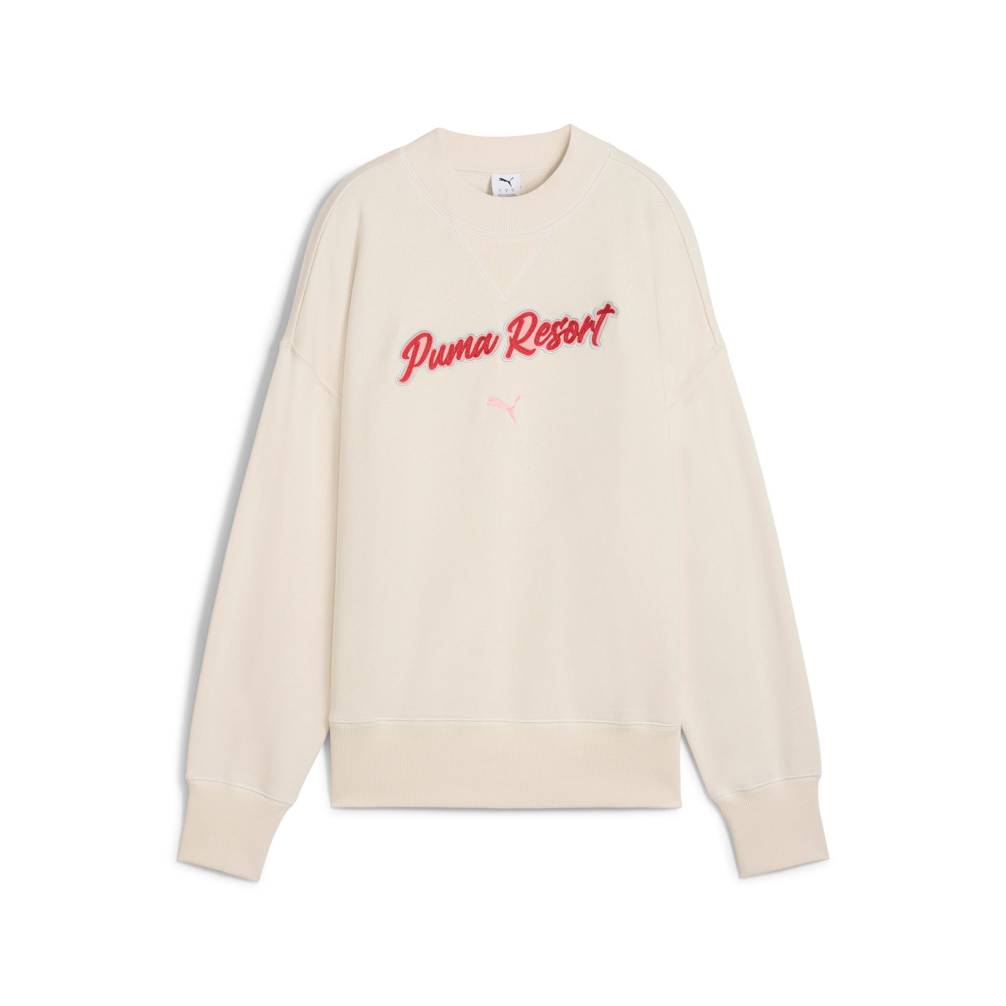 PUMA Premium Essentials Women's Oversized Graphic Crew Sweatshirt Product Image