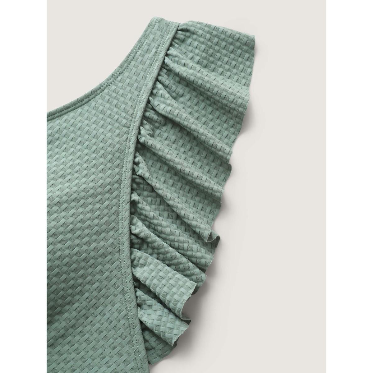 Plus Size Textured Ruffled Solid One-Piece Swimsuit Women's Swimwear Greenbean Resort Texture Curve Bathing Suits High stretch One Pieces BloomChic 28/5X Product Image