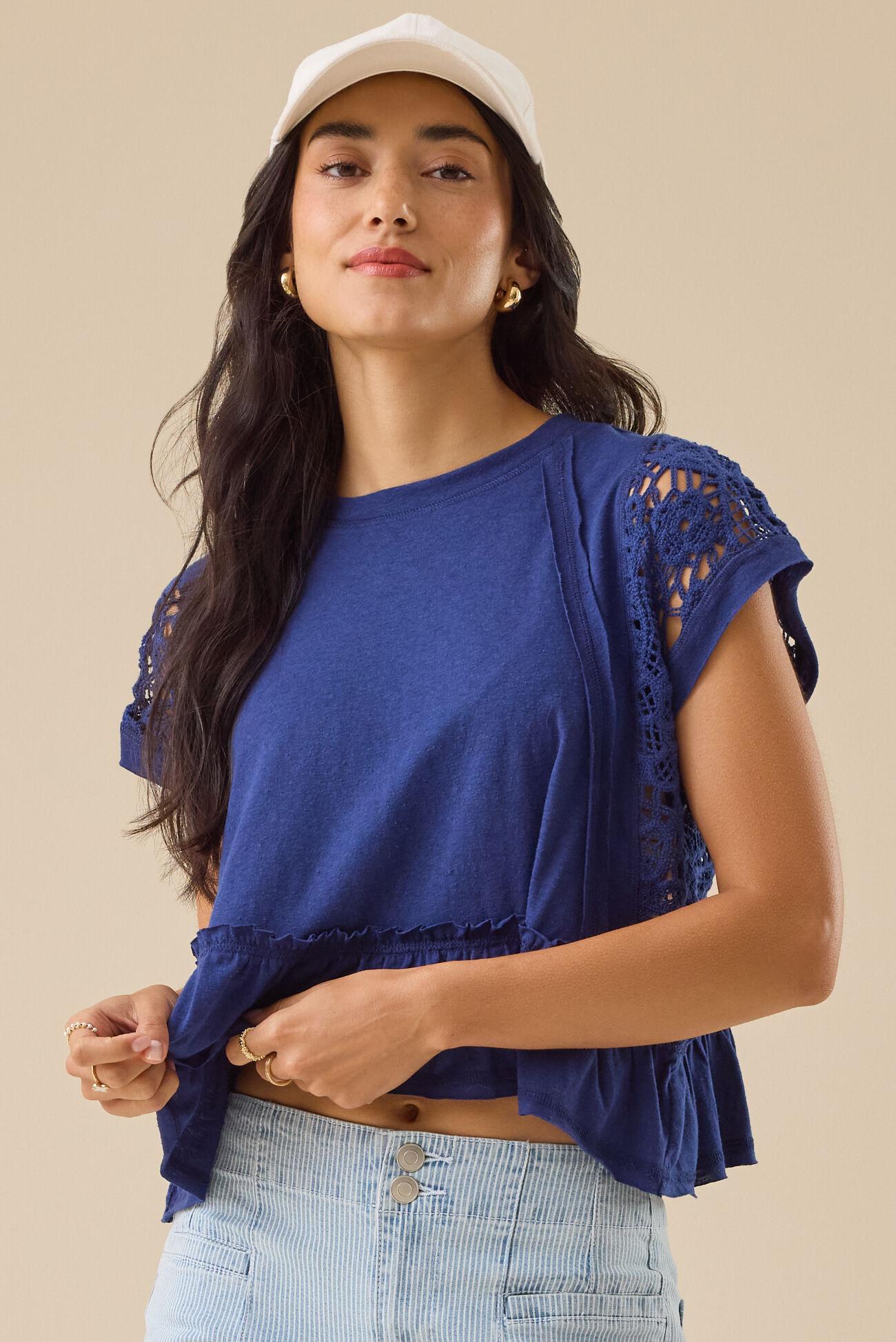 Micah Lace Peplum Top Product Image