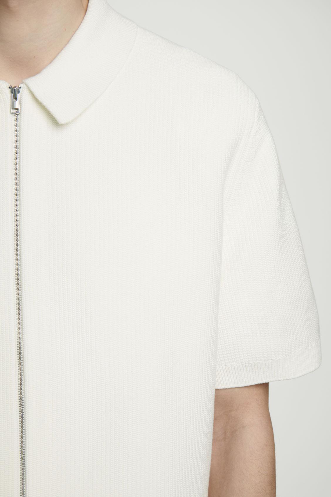 WAFFLE-KNIT COTTON ZIPPED SHIRT Product Image