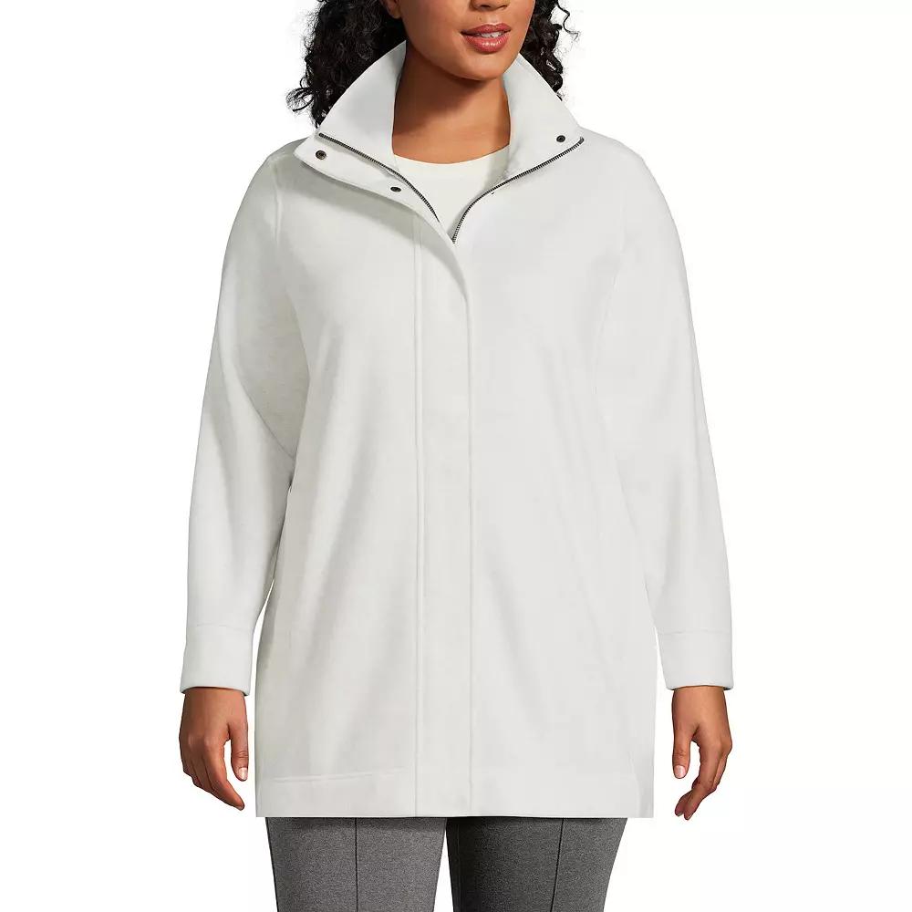 Plus Size Lands' End Luxe Fleece Coat, Women's, Size: 2XL, Bright Gray Grey Product Image