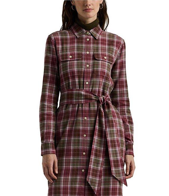 Lauren Ralph Lauren Checked Plaid Patch Pocket Belted Shirt Dress Product Image