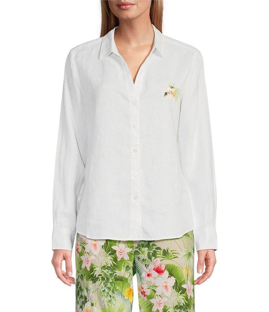 Tommy Bahama Flora Riviera Long Sleeve Notch Collar Button Front Blouse Product Image