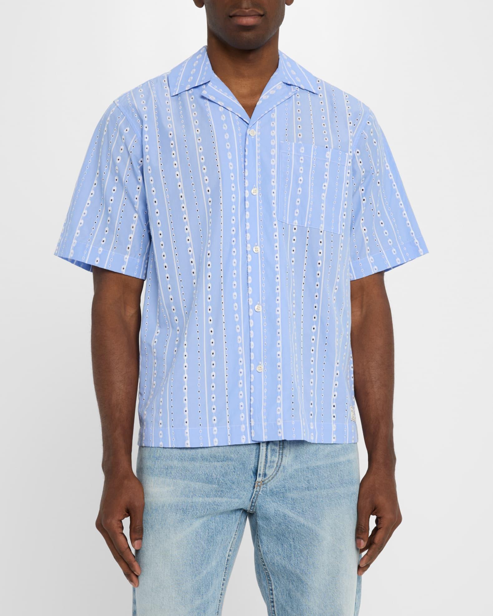 Men's Embroidered Stripe Camp Shirt Product Image