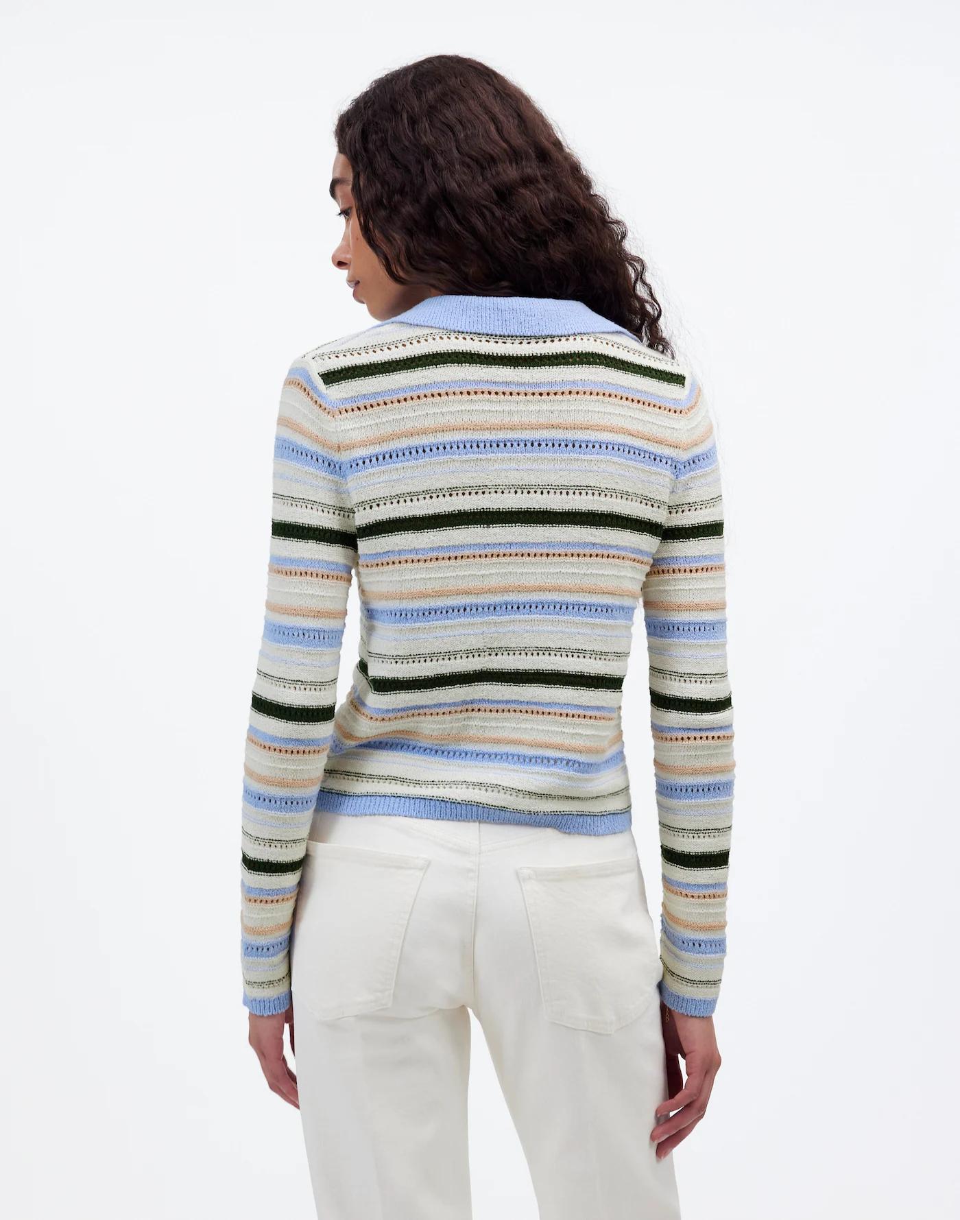 Textural-Stitch Johnny Collar Sweater Product Image