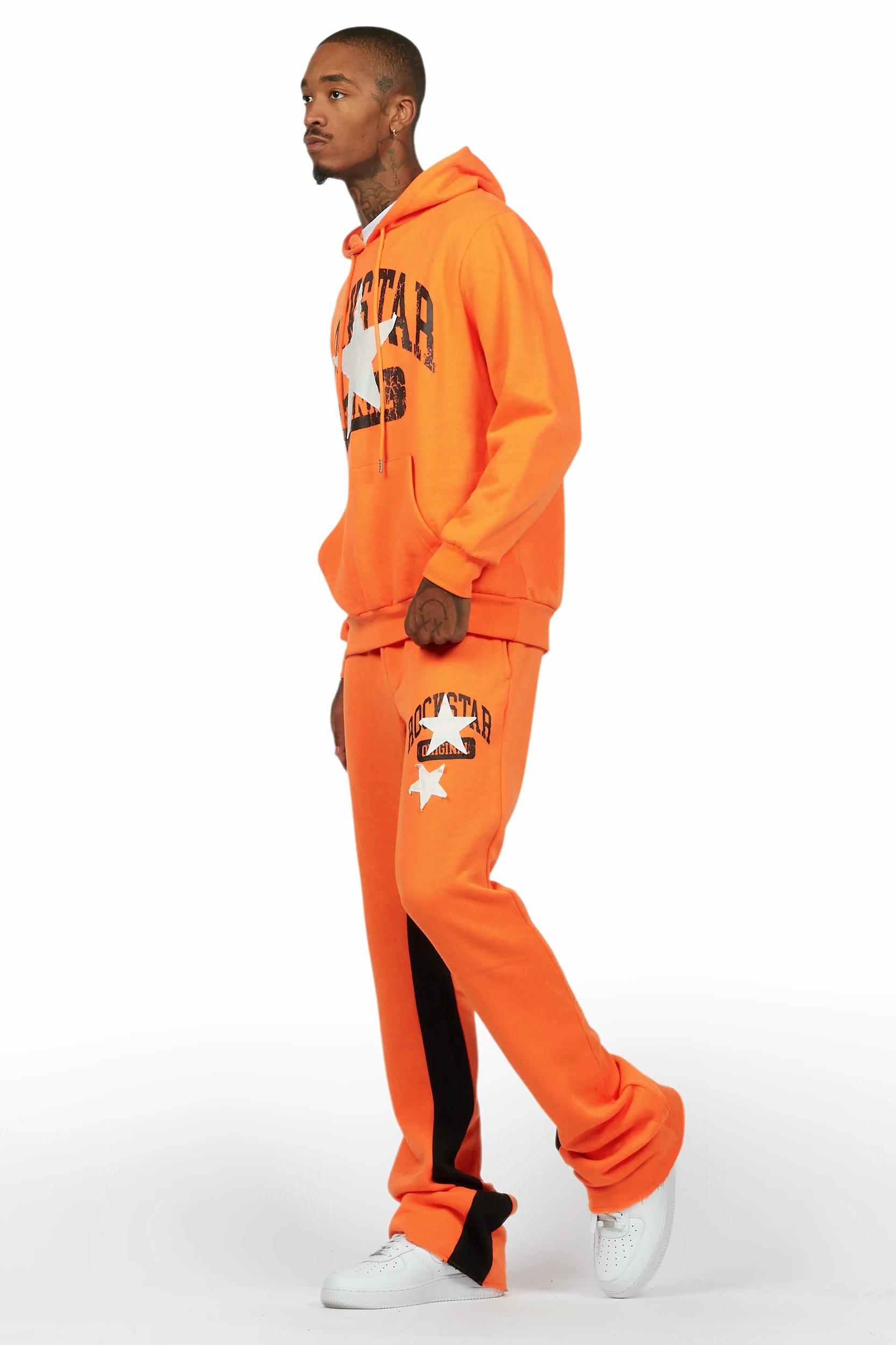 Mallor Orange Baggy Stacked Hoodie Track Set Male Product Image