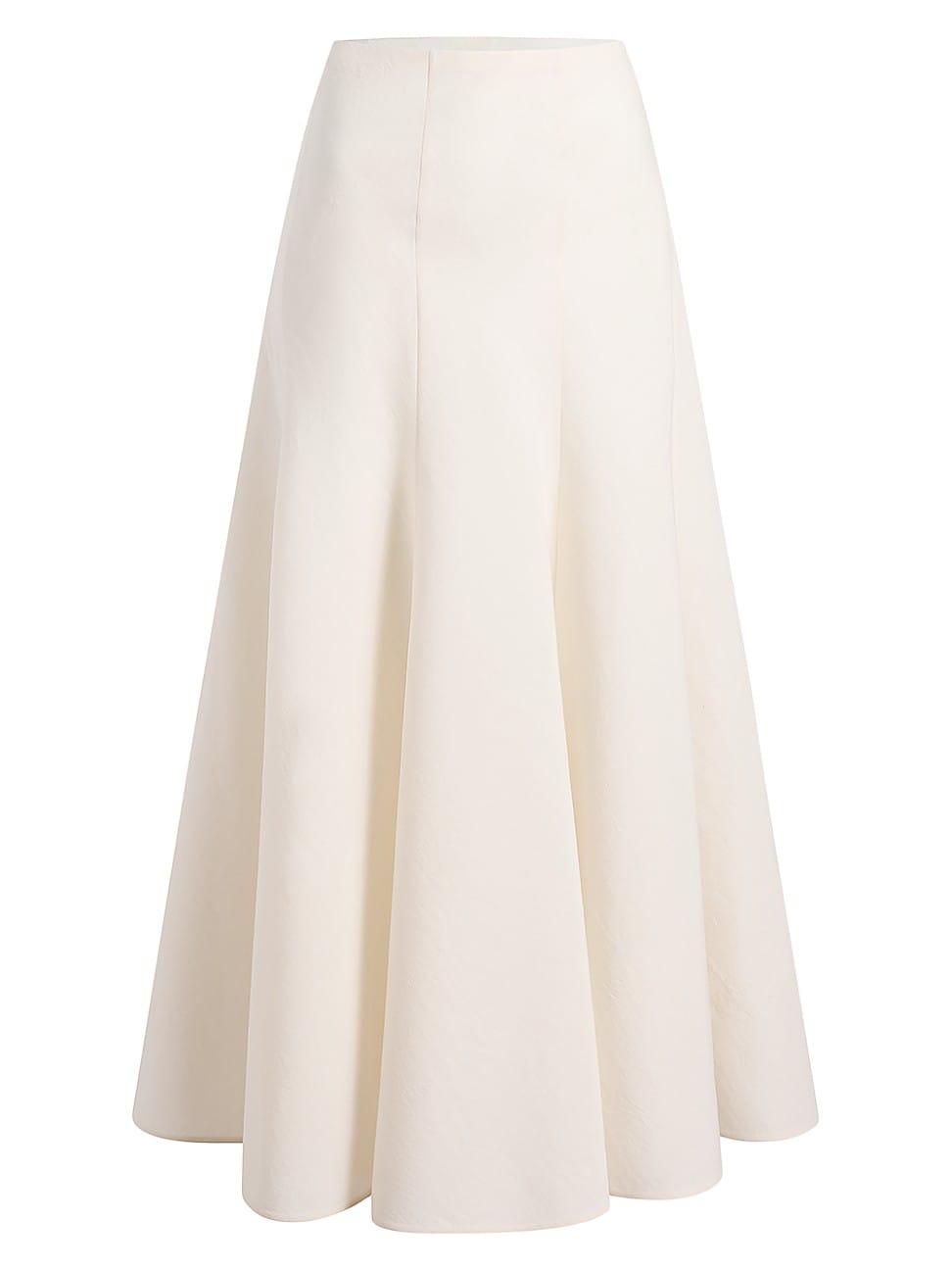 Womens Lenno Pleated Silk-Cotton Midi-Skirt Product Image