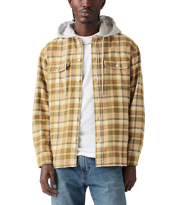 Levi's® Long Sleeve Neutral Multi Plaid Hooded Worker Shirt Product Image