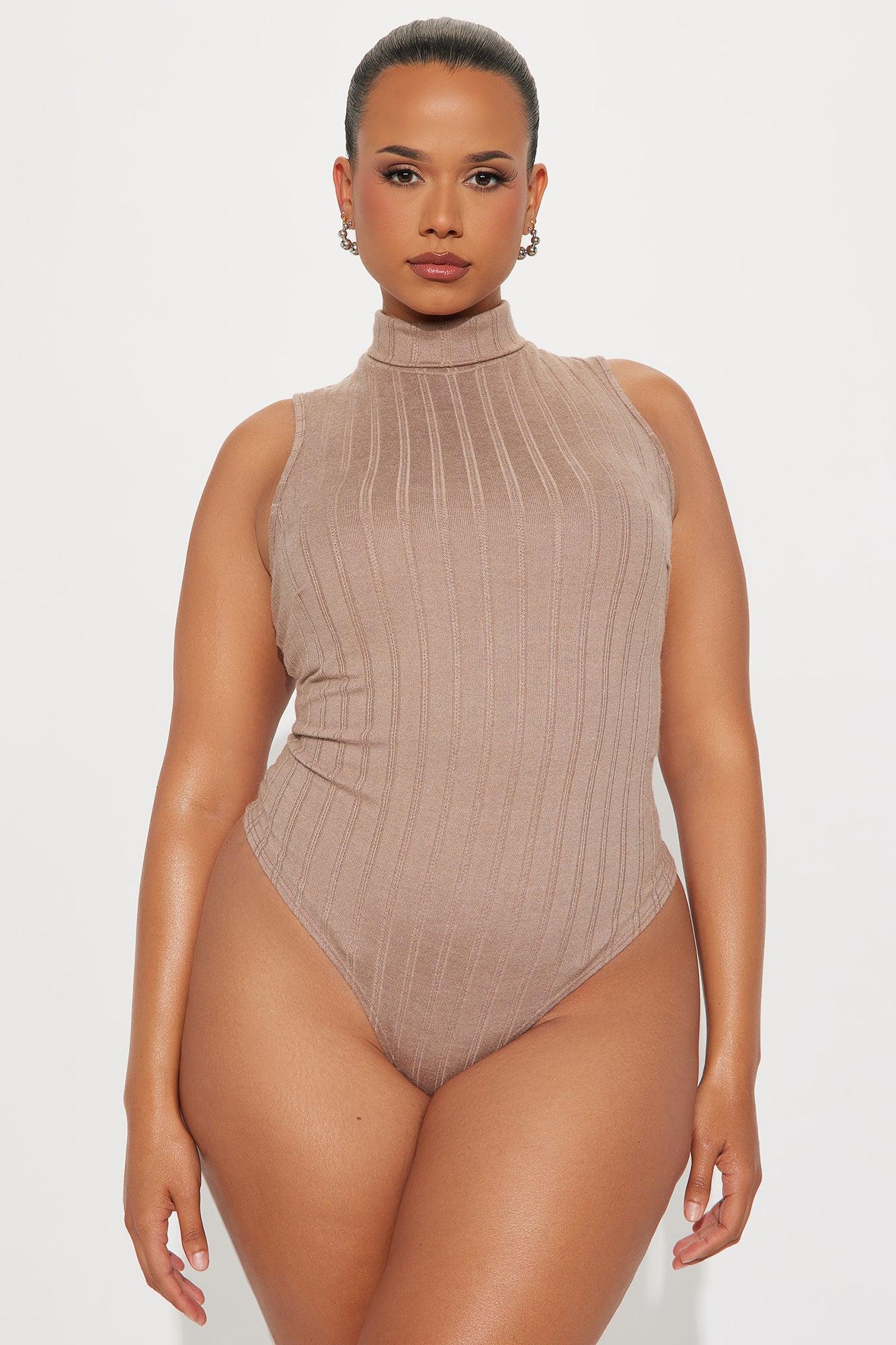 Antonella Mock Neck Ribbed Bodysuit - Mocha Female Product Image