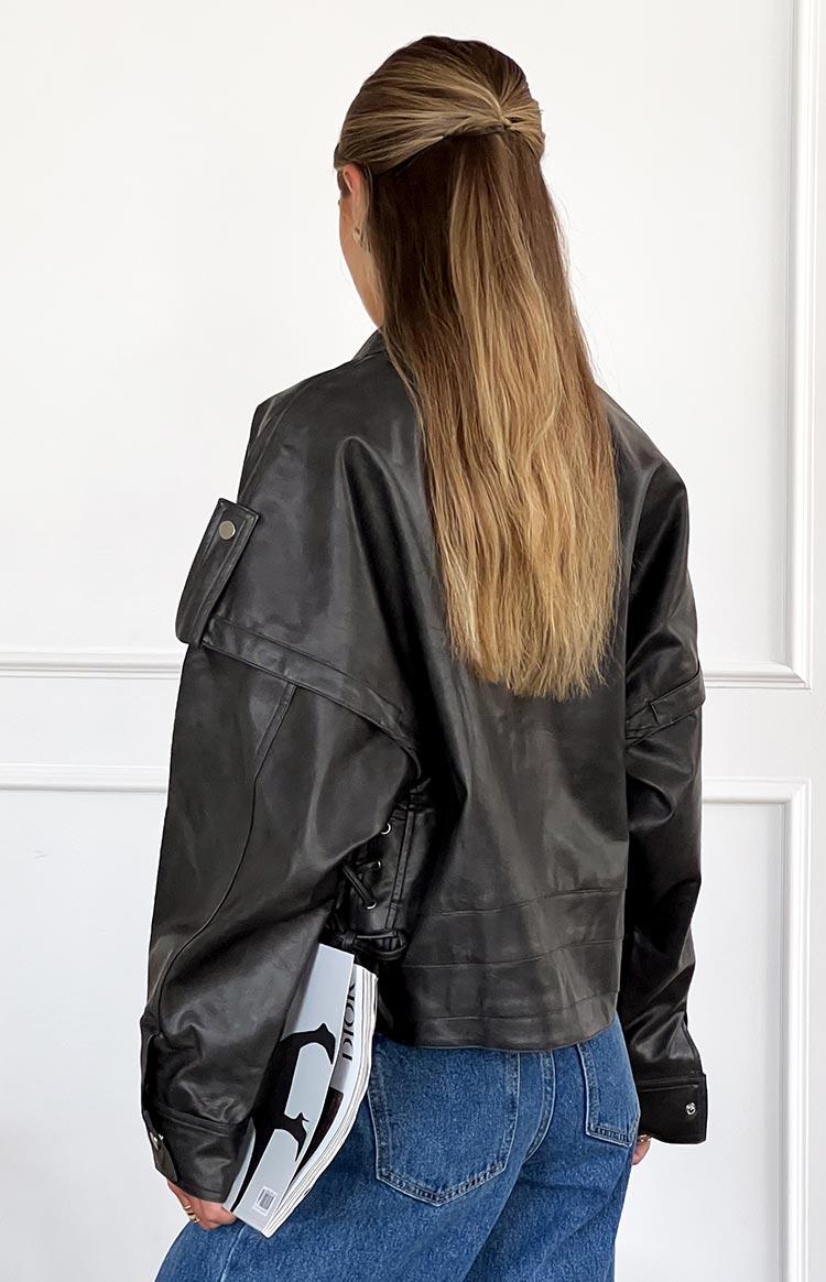 Jessica Anne PU Washed Black Jacket Girls Product Image