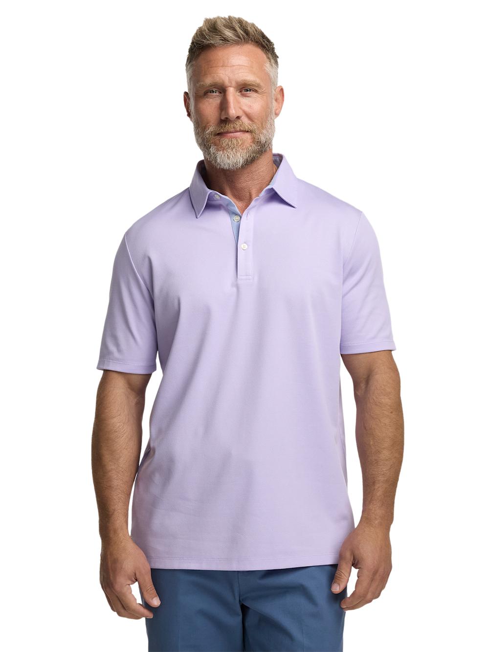 Cotton Blend Three Button Polo - Lavender Product Image