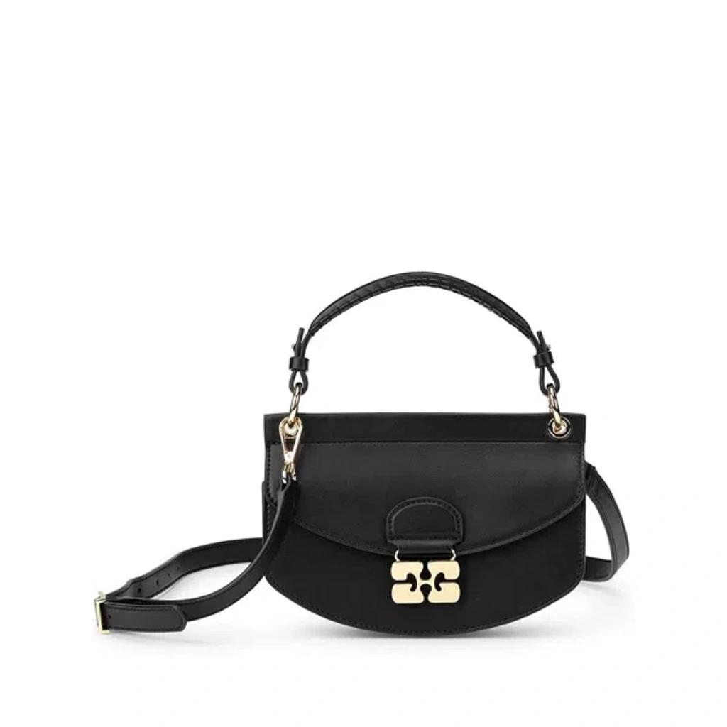 GANNI Womens Black Apo-g Mini Leather-blend Top-handle Bag Product Image