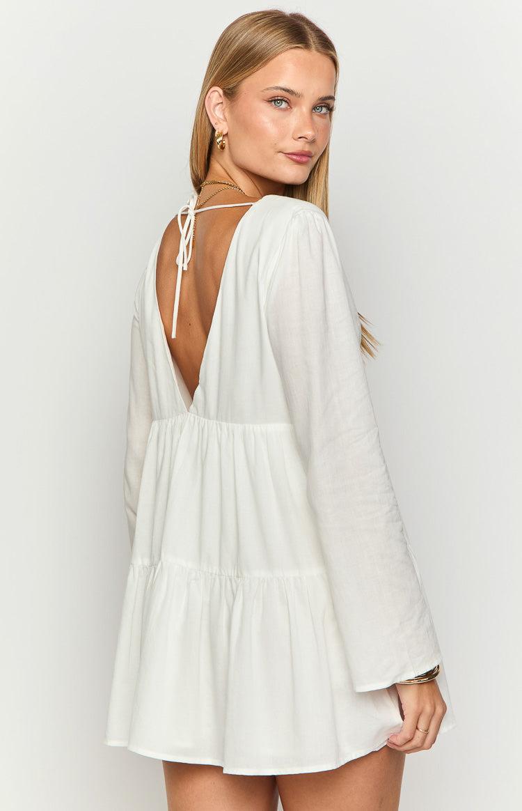 Lucky Heart White Long Sleeve Mini Dress Product Image