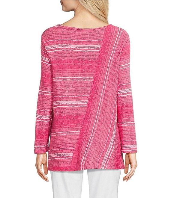 Ali Miles Textured Knit Round Neck Long Sleeve Top Product Image