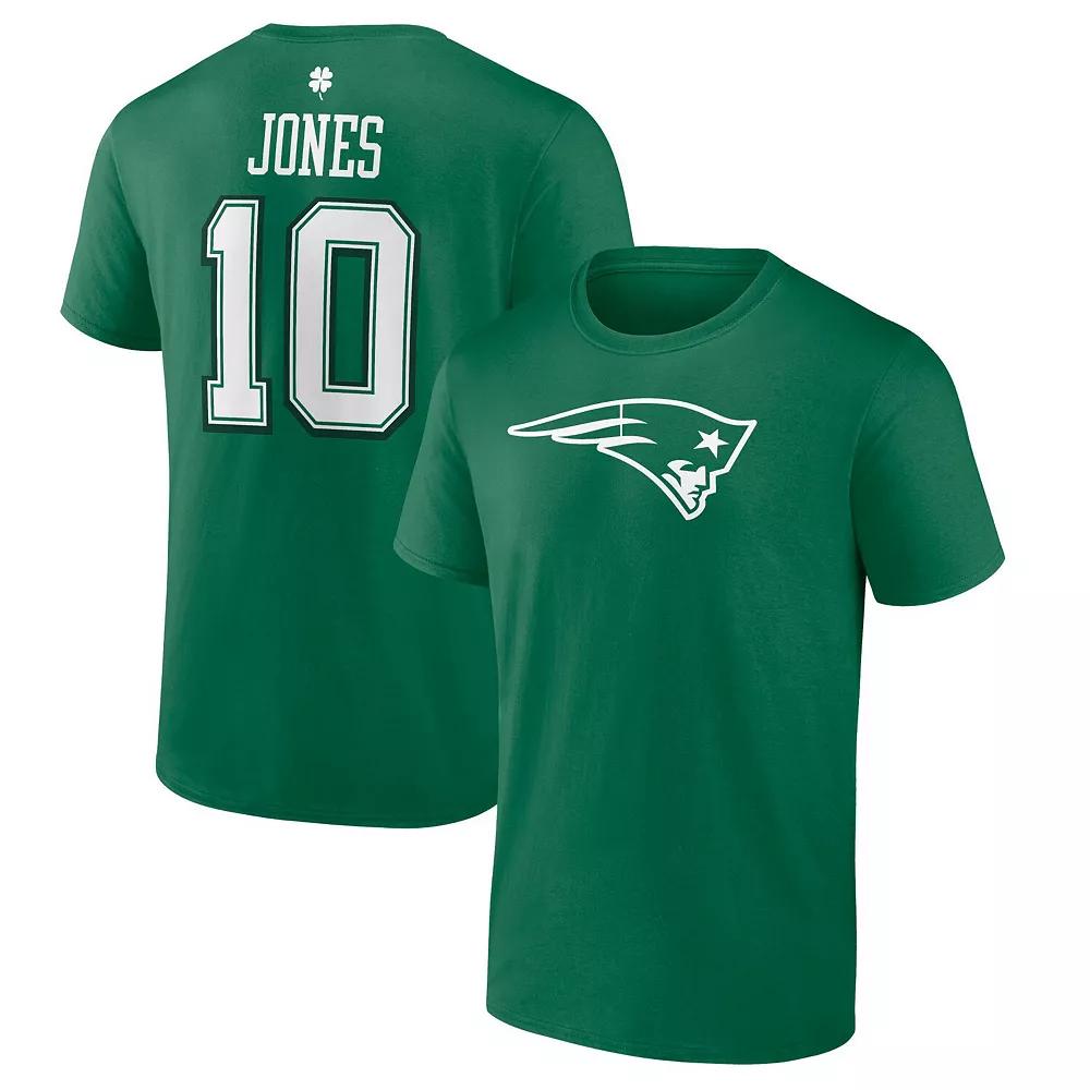 Men's Fanatics Branded Mac Jones Green New England Patriots St. Patrick's Day Icon Player T-Shirt, Size: Small Product Image