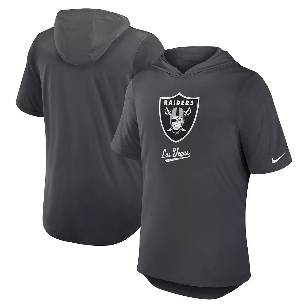 Men's Nike Anthracite Las Vegas Raiders Tri-Blend Performance Hoodie T-Shirt,  Product Image