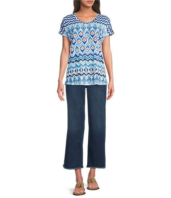 NYDJ Teresa Stretch Denim Wide Leg Frayed Hem Jeans Product Image