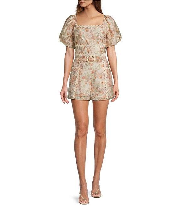 Skies Are Blue Paisley Print High Waited Belted Coordinating Shorts Product Image