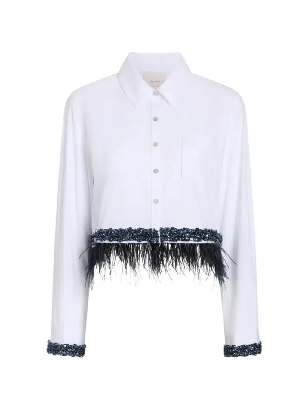 CINQ À SEPT Sylvan Embellished Button-front Shirt In White Product Image