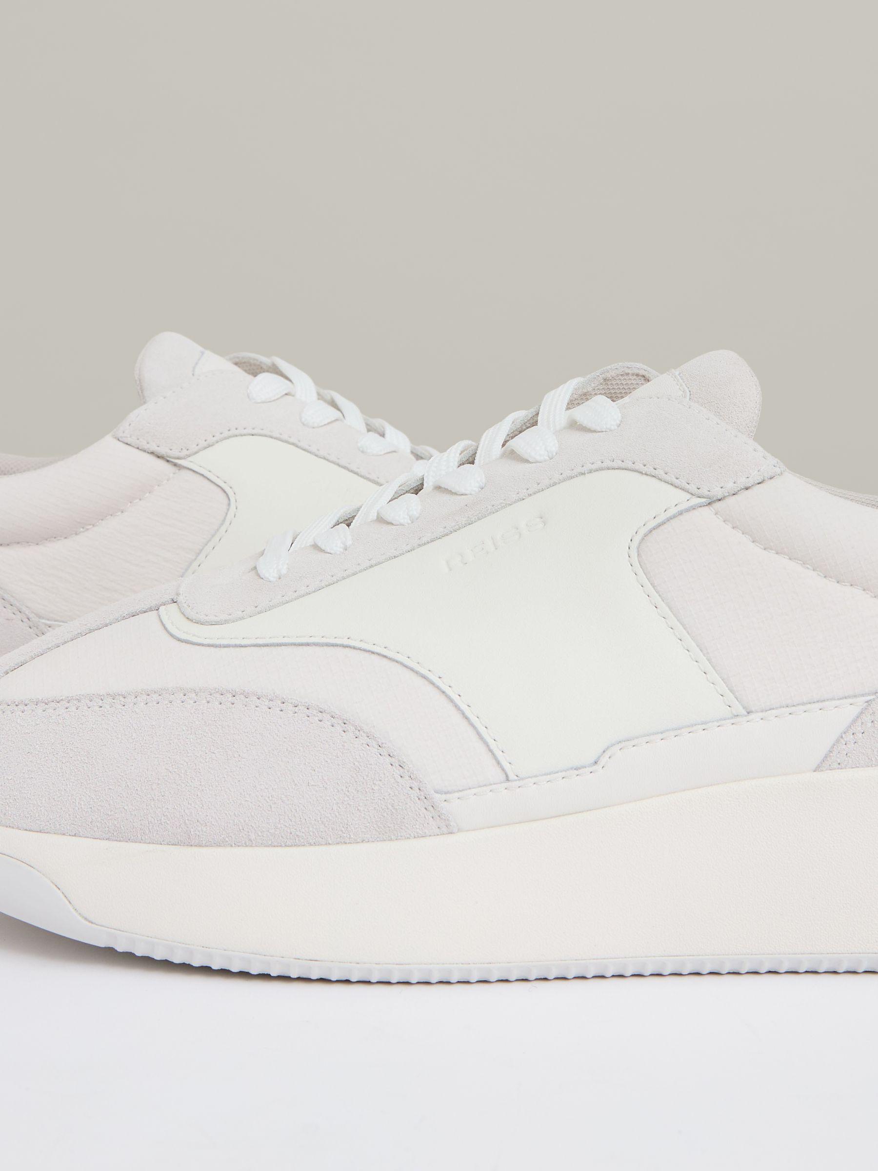 Leather Suede Running Trainers in White Product Image