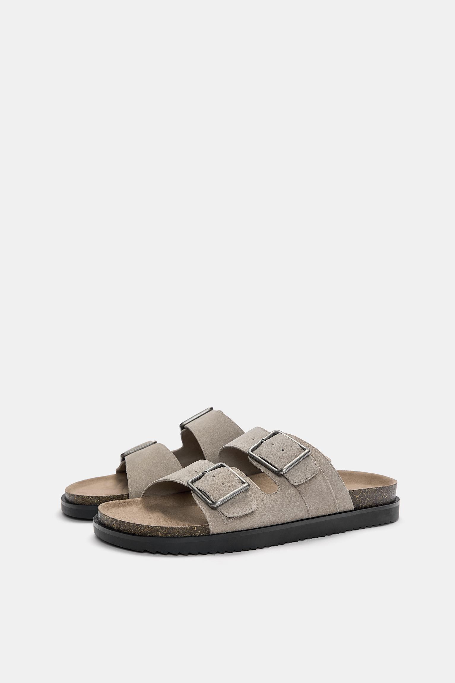 Leather sandals with buckle Product Image