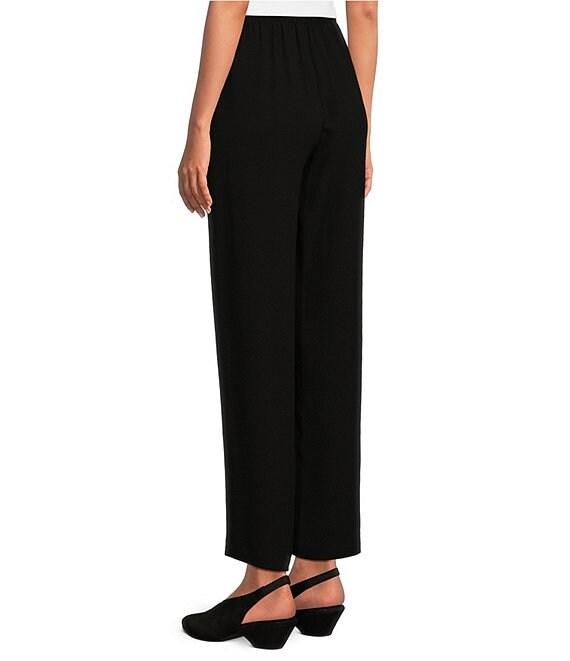 Eileen Fisher Silk Georgette Crepe Elastic Waist Pants Product Image