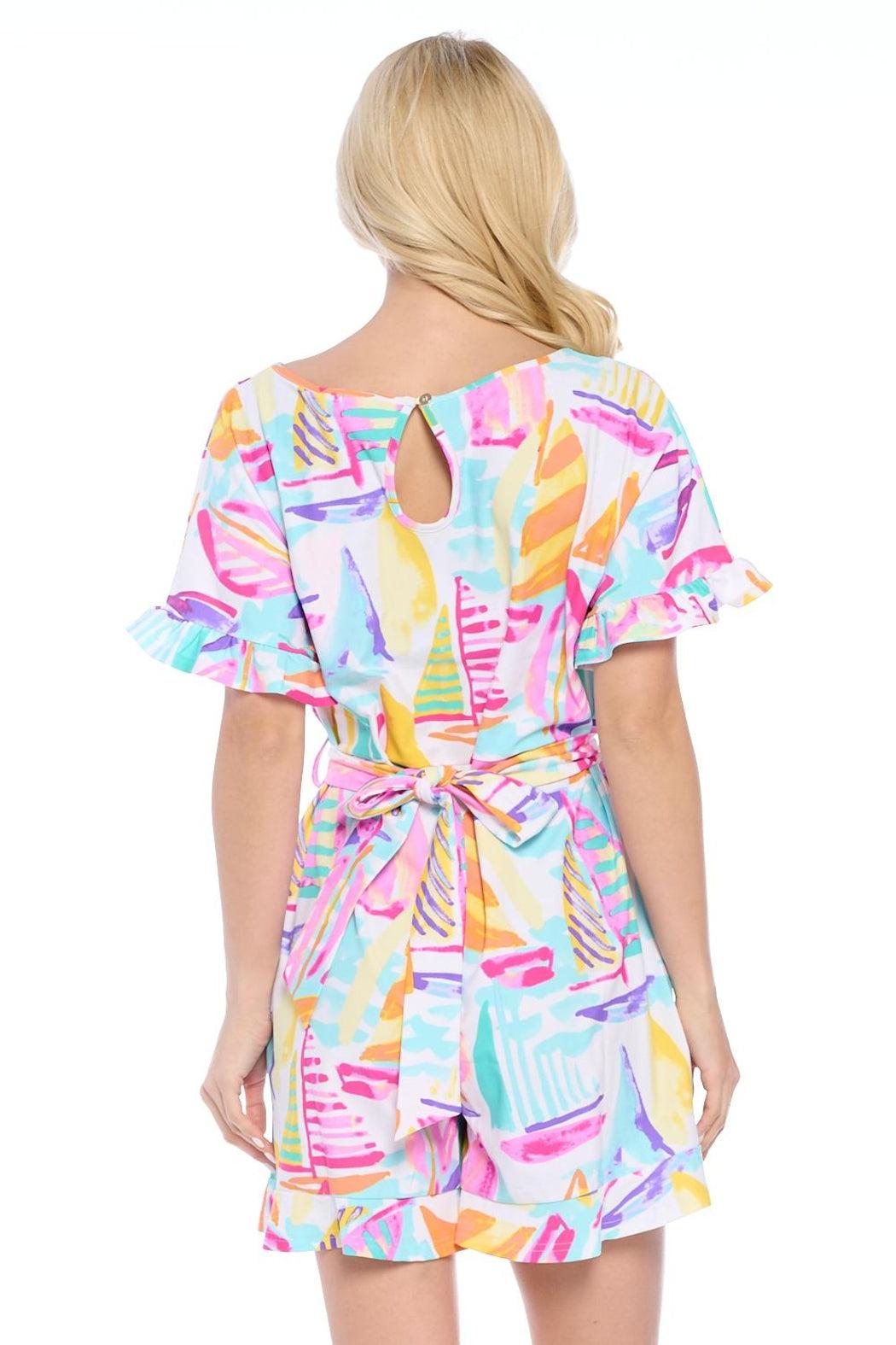 White Sailboat Romper Product Image