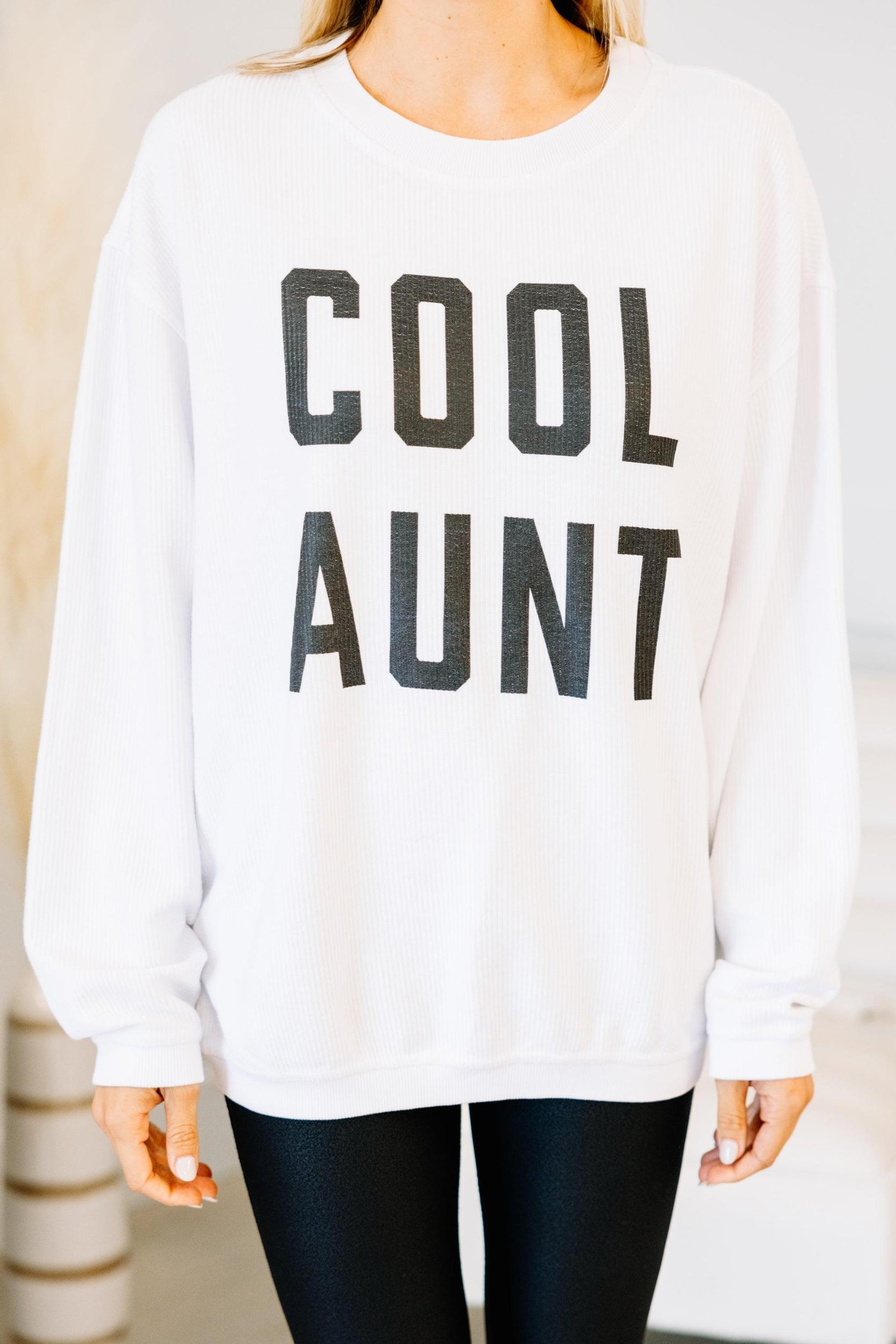 Cool Aunt White Corded Graphic Sweatshirt Female Product Image